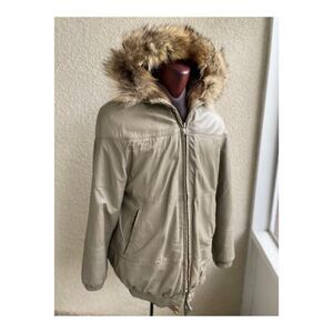 Turkis Tukku Vintage 80s Leather Parka Jacket Reversible Beaver Fur Coyote Hood